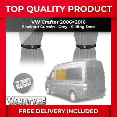 Fits Vw Crafter 06>16 Tailored Blackout Fabric Sliding Door Window Curtain Grey • £30.59